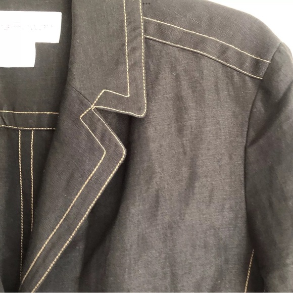 Rena Rowan Button Down Black Linen Blend Duster Jacket - Picture 10 of 12